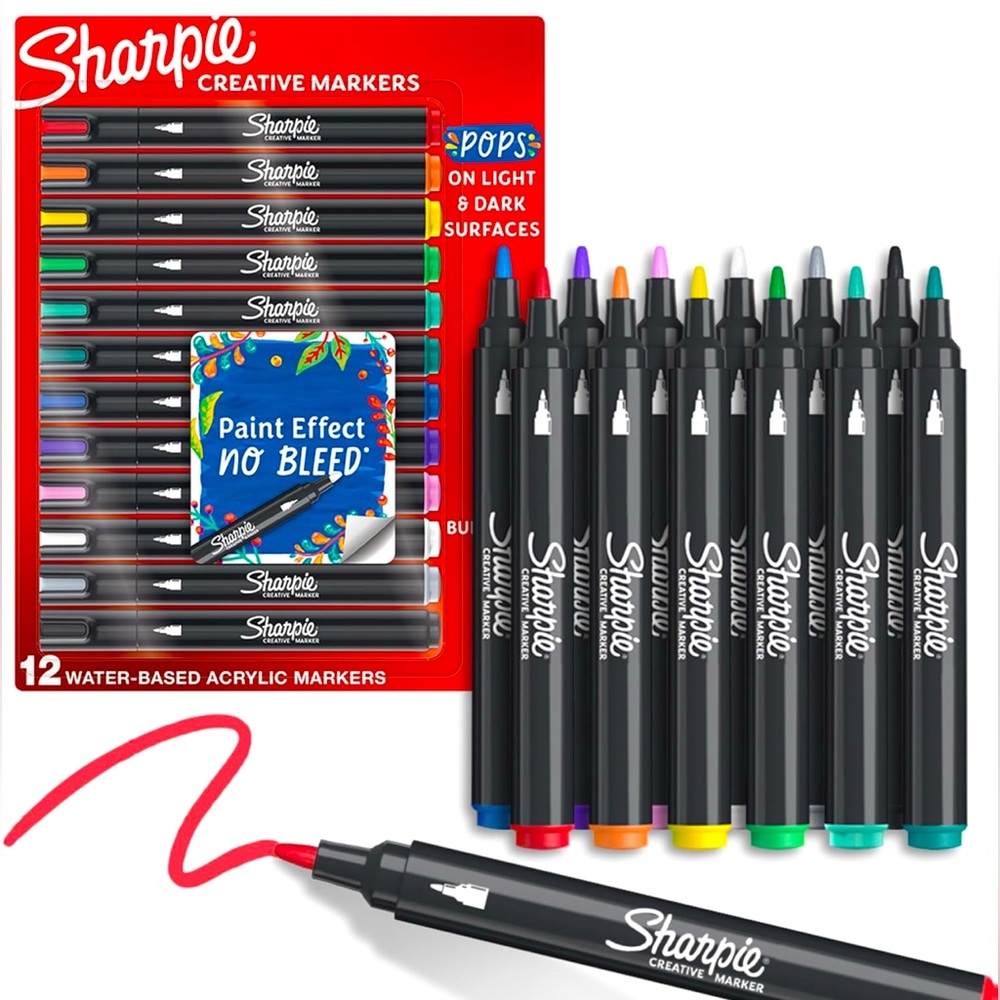 Sharpie Acrylic Creative Markers, Bullet Tip, Vibrant Assorted Colors NEW!!